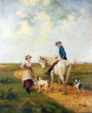 1011-T2 | 50cm x 61cm | cavalier et chien 